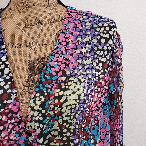 Poetry Clothing static vibrant multicolor watercolor print elasticized waist Lrg - Picture 2 of 8